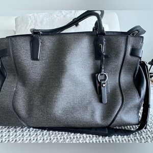 Tumi Grey Black Briefcase Laptop Bag Expandable